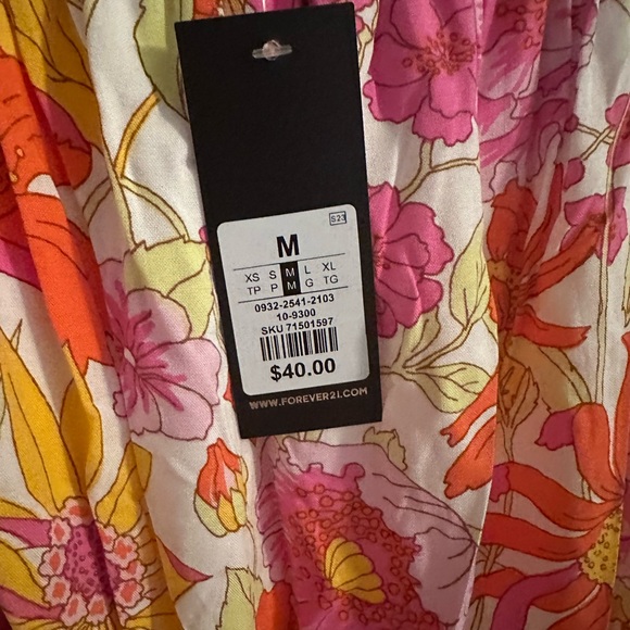 Forever 21 NWT floral maxi ruffle low back strapless dress with slit size M - Picture 4 of 9